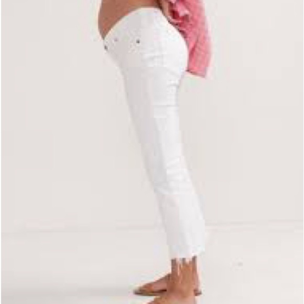Hatch Collection crop maternity jeans in white